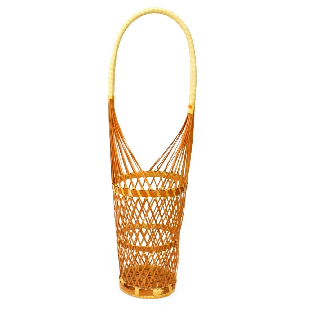 Vintage Rattan Wine Caddy Basket with Handle
